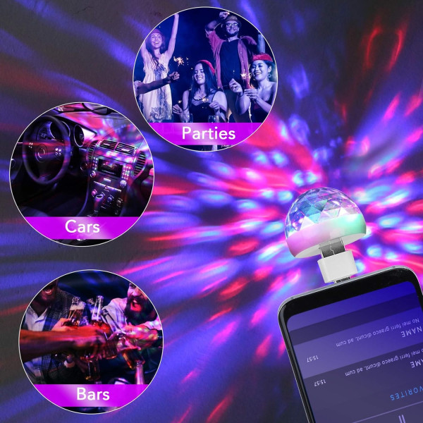 USB Mini Diskotekugle Partylys, Lydaktiveret DJ Scene Strobe Lys, Bærbar LED Bil Atmosfærelys til Julegave
