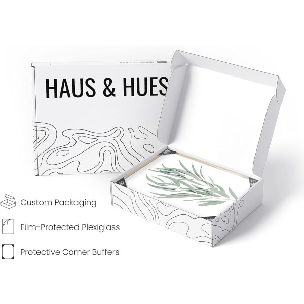 Haus and Hues Inramade Botaniska Tryck - Set om 4 Inramade Växtbilder Väggkonst, Botanisk Dekor, Eukalyptus Dekor, (8X10 Beige Inramad)