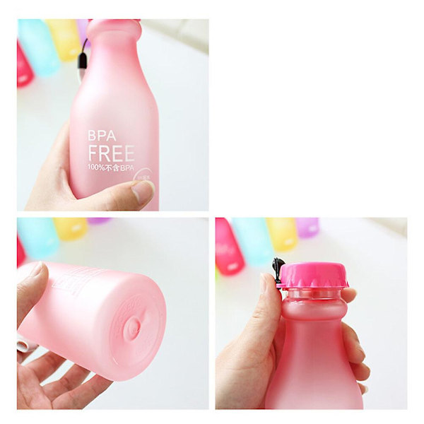 550 ml Plastflaska med Frostad Yta, Osplitterlig, Läckagesäker, BPA-Fri Vattenflaska för Yoga, Löpning, Utomhussporter (Rosa) Rosa 550 ml Pink 550ml