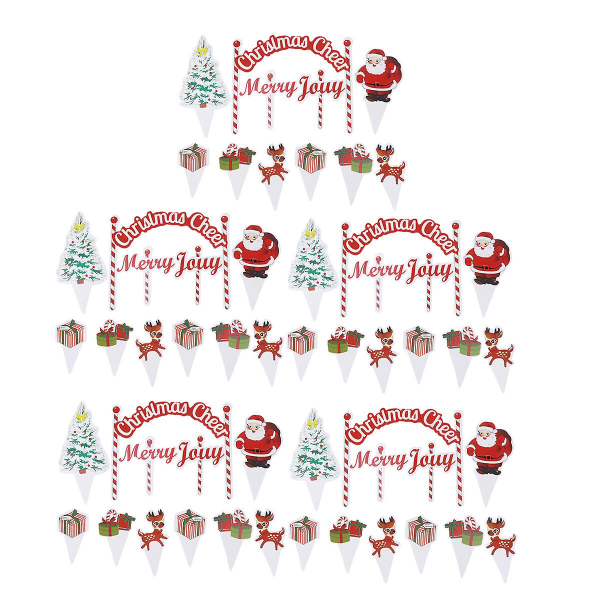 5 uppsättningar Cupcake Dekorera Xmas Cake Tandpetare Jul Fondant Topper HolidayM M