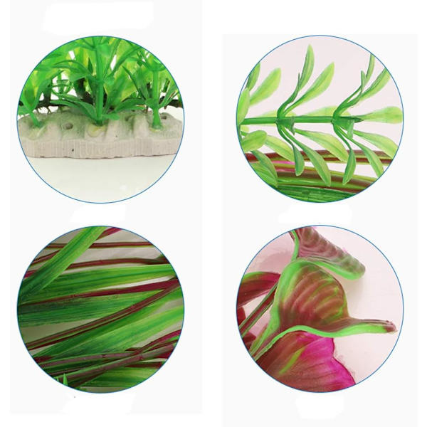 Store Akvariumsplanter Kunstig Plast Fiskedam Planter Dekorasjon Ornament for Alle Fisk