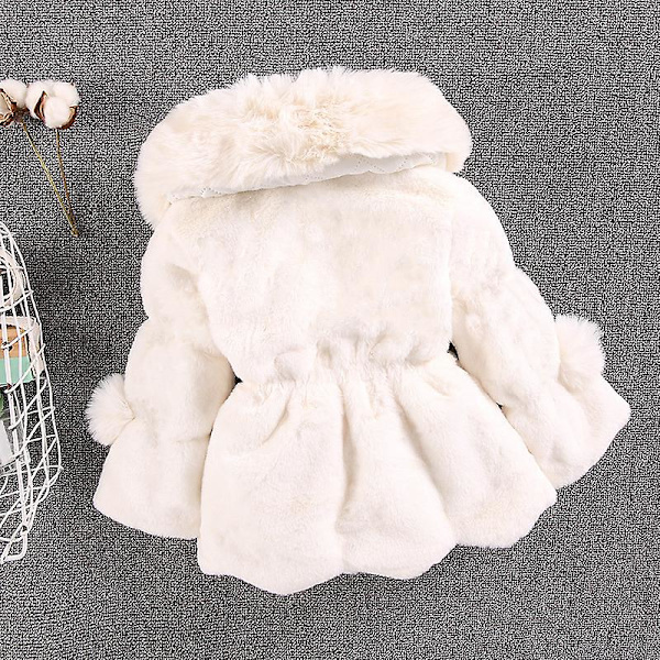 Barn Imitation Päls Stor Pälskrage Pälsboll Tjock Vadderad Flickjacka Vinterkläder 90cmvit white 90cm