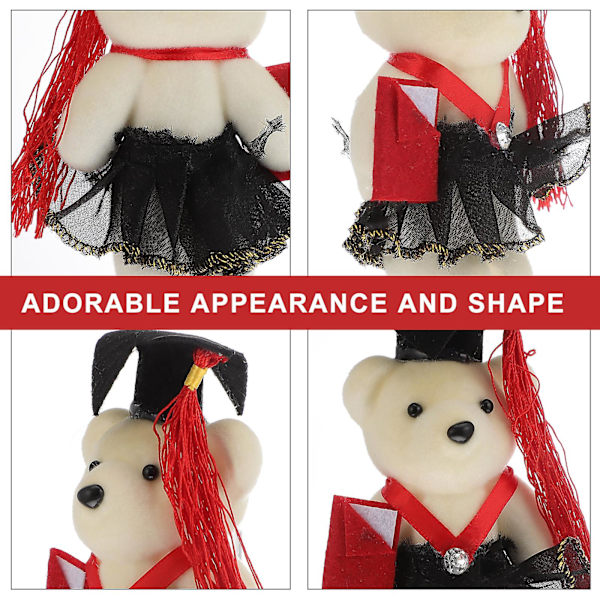 6 stk. Graduation Bear Premium Multifunktionel Graduation Bear (sort, rød)Rød14x7x5cm Red 14x7x5cm