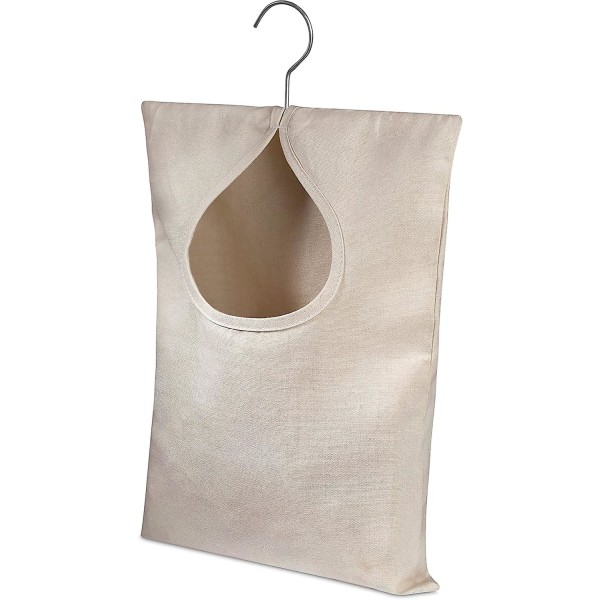 Praktisk klesklypepose - rommer 100 mellomstore klesklyper, slitesterkt polyestermateriale, krok for oppheng og enkel gliding på kleslinjen
