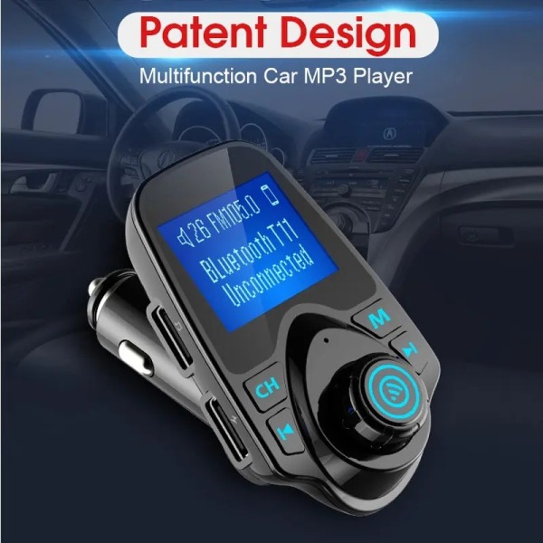 Langaton autoon asennettava Bluetooth FM-lähetin radiosovitin autosarja W 1,44 tuuman näyttö Tukee TF/SD-korttia ja USB autolaturia kaikille