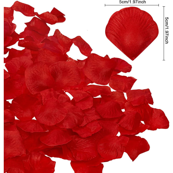 5000 stk. Kunstige rosenblade Blomster Kronblade til Valentinsdag Romantisk natdekoration Rosenblade til bryllup Baby Shower Festdekorationer (rød)