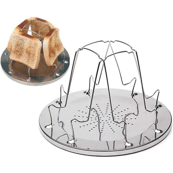 4 skivor campingbrödrost med hopfällbart stativ Porös bricka Brödbröd för familjer utomhus gasspis picknick hopfällbar