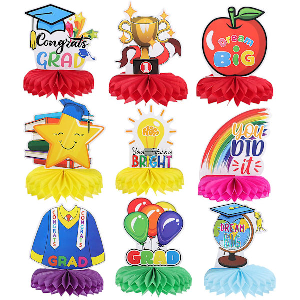 9 stk. Børnehave Graduation Honningkage Midtpunkter Graduation Party Gaveartikler 17x14.5cm 17x14.5cm