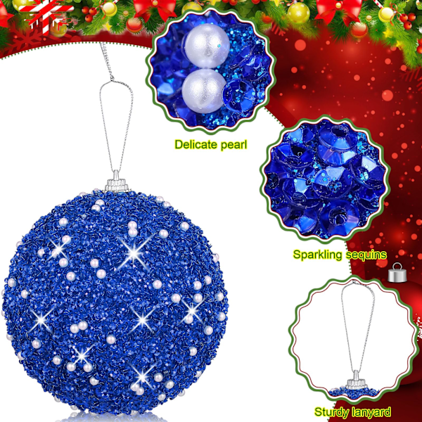 3,15\" Julgranskulor Ornament 6-pack för Julgran Bröllop Fest Semester Dekorationer Bordsskiva Små Träd Dekoration (Blå)