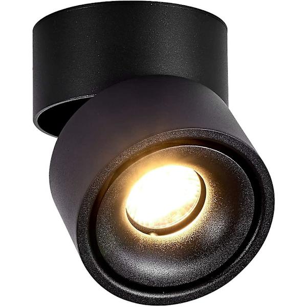 7w Loftlampe Led Downlight, Justerbar Lampe Kropsvinkel, Indendørs Loftlampe, 10*10*10 (sort+varmt hvid)