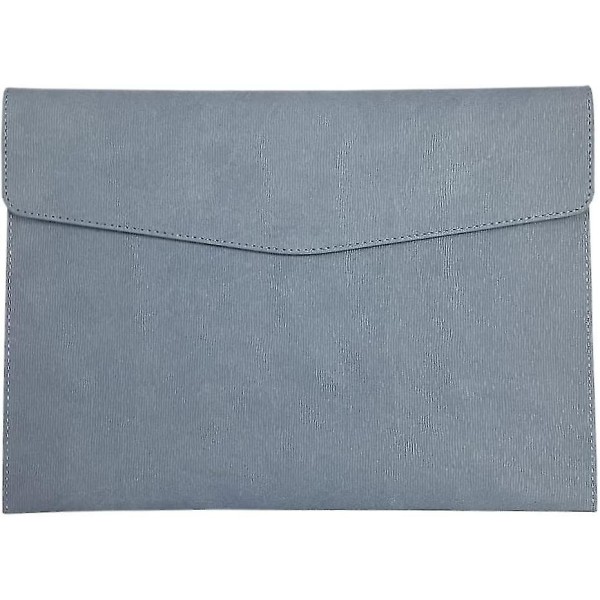 1 stk lær A4-mappe, vanntett koffertkonvolutt Mappeboks beltespenne (grå blå)