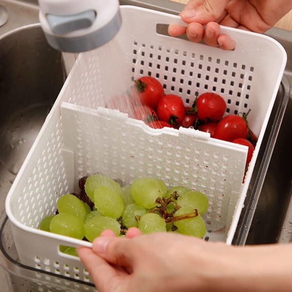 Plastik Madopbevaring - Køkkensi Container med Låg, Store Køleskabsbeholdere til Frugt, Grøntsager