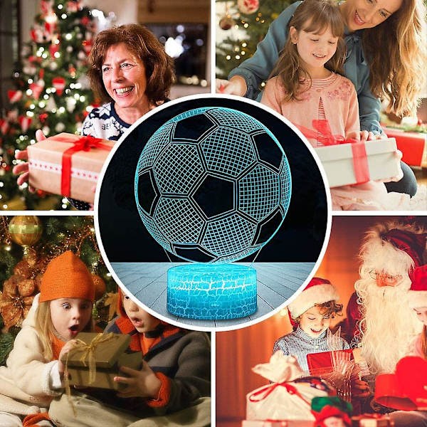 Fodbold 3D Lampe, LED Natlys Illusion Lamper 7 Farver Skiftende Berøringskontrol USB Optisk Skrivebordslampe, Sengelamper Til Børn Jul Fødselsdag