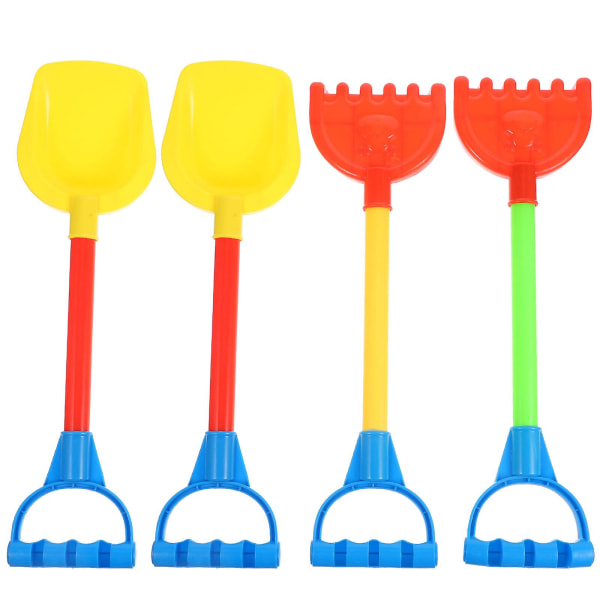4st Strandskyfflar och krattor för barn Kraftiga leksaker med handtag för grävning av sand, sorterad färg36,5x10,5cm Assorted Color 36.5x10.5cm