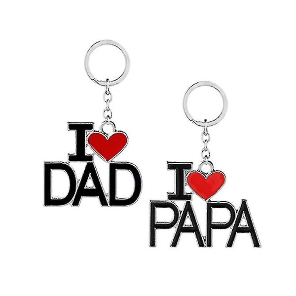 2 kpl I Love Dad avaimenperä I Love Papa avaimenperä isänpäivälahjaksi