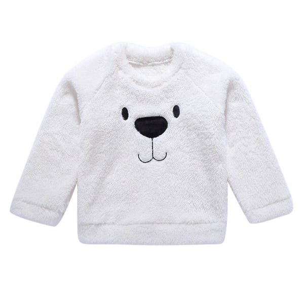 Dubbelsidig kashmirtröja för barn broderad teddybjörn långärmad kappa för (khakibjörn 90) White 110CM