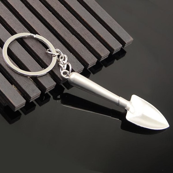 Nøkkelring anheng skje, nøkkelring metall spade, nøkkelring gadget, nøkkel anheng for ulike stiler av nøkler (7 stk, sølv)