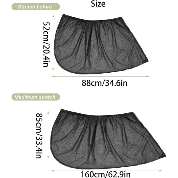 Universal Bil Sidevindu Solskjerm, 2 stk Dobbeltlags Pustende Side Solnett Bil Bakrute Solskjerm Deksel for Baby, 88x52cm