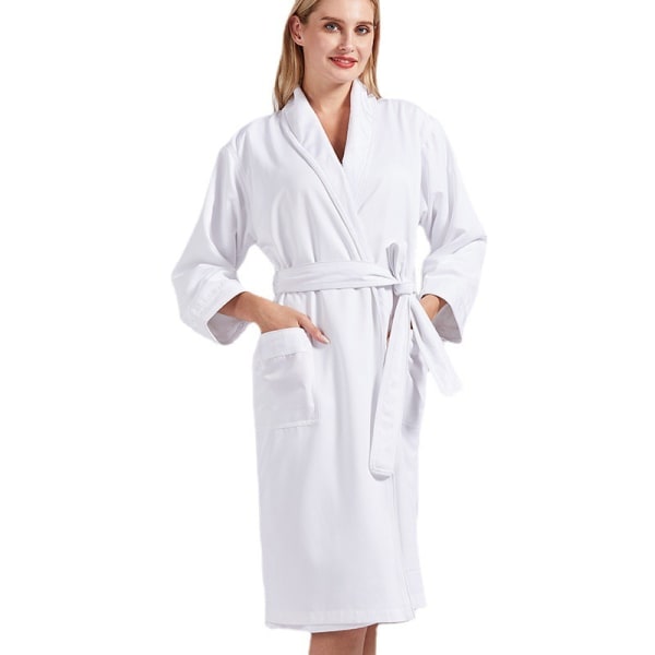Bomullsbadekåpe for kvinner, Premium langstiftet bomull unisex vevd badekåpe, stoffet absorberer vann