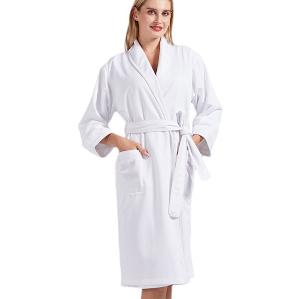 Damebomullsbadekåpe, Premium Langfibret Bomulls Unisex Veve Badekåpe, Stoff Absorberer Vann