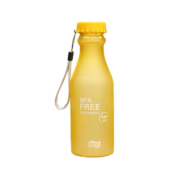 550 ml Plastflaske med Frosting - Uknuselig, Lekkasikkert, BPA-fri Vannflaske for Yoga, Løping, Utendørs Sport (Rosa) Yellow 550ml