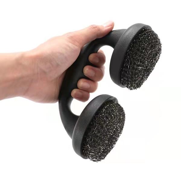 Kort håndtag Mesh Scrubber Grillbørste, Sort