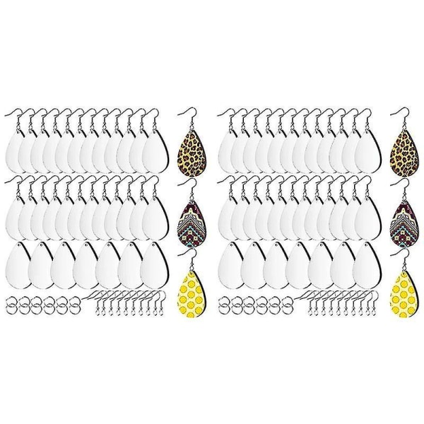 120 st Sublimation Blank Örhängen Oavslutade Teardrop Heat Transfer Printing Örhängen Hänge Kompatibel med J