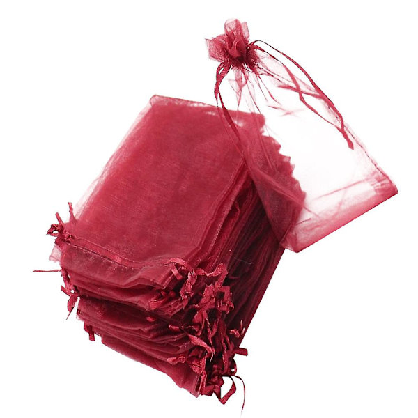 100 stk. Gaze-Snørepose Festival Gavepose Bærbar Smykkeskrin Claret 9x7cm Claret 9x7cm