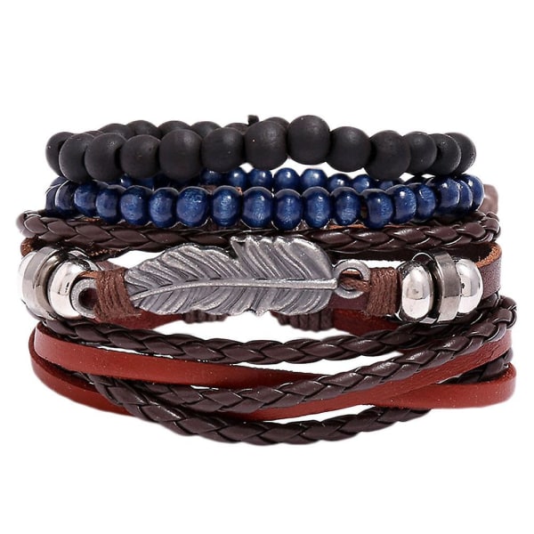 Flätade Armband Män Kristallpärlor Armband Kvinna Läderarmband Kvinna Vävd Handledskedja Män Handled Assorted Color 7x7cm