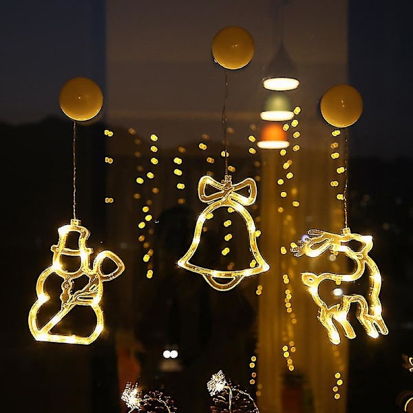 Julbelysning LED Hängande Fönsterlampa Med Sugkopp Batteridriven Fönsterhängande Dekoration För Inomhusbelysning