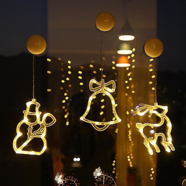 Julelys Led hengende vinduslys med sugekopp Batteridrevet vindushengende dekor for innendørs belysning
