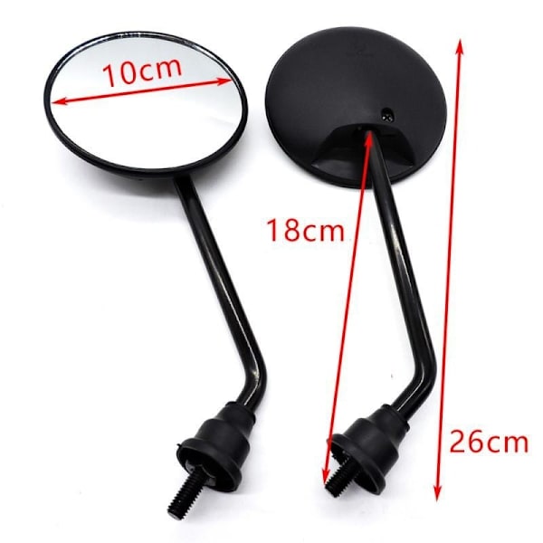 Motorcykel Sidespejl 3.94\" Rundt Bagspejl med 10mm Bolt (sort 2) Rundt spejl alt metal rundt jern spejl