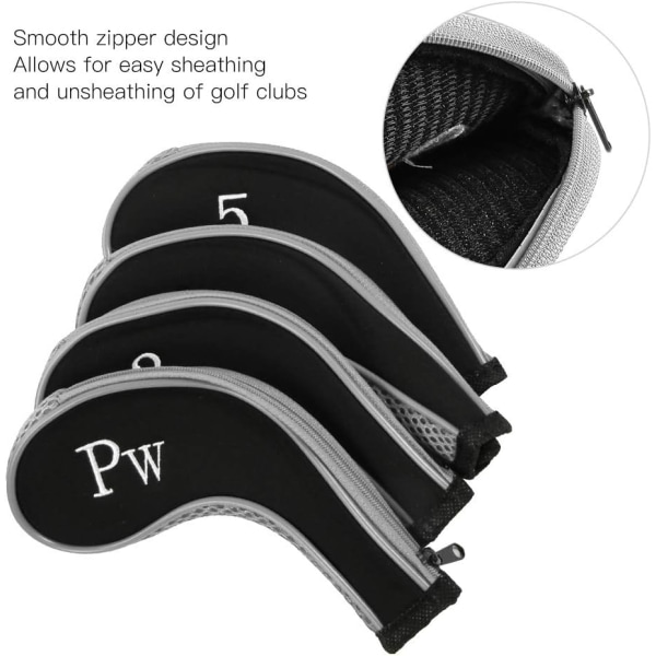 (Grå) Golf Iron Head Covers, 10-pack vattentät neopren Golf Club Head Covers för Putter Set Skyddsöverdrag Golftillbehör