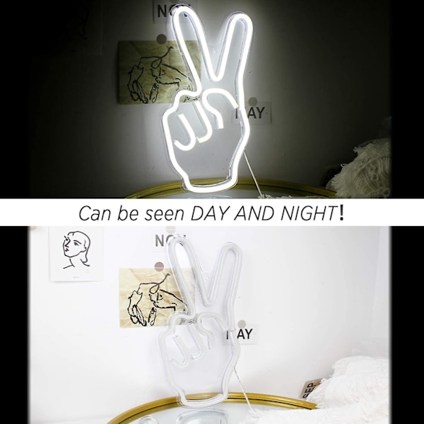 Yeah Gesture Neon Lys Skilt Hvit Led Neon Skilt Med Usb Bryter Neon Finger Lys Lampe Skilt For Soverom Bar Pub Kontor Fest Tilbehør 14' X 8'