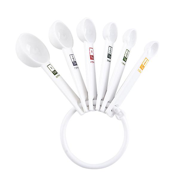 3 Sets Plastic Measuring Spoons With Mark Kitchen Nesting Measure Spoon Kit Baking Tools (6pcs/set)White11X4.1 CM