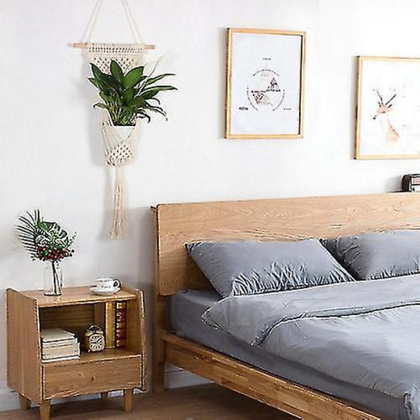 Blomsterophæng i Blonder, Vintage Tauværk Kurv Støtte, Stue Balkon Dekoration Beige (1 stk)