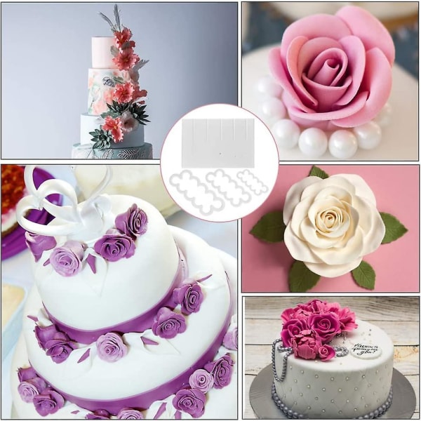 Rosblad Utstickare Fondant Utstickare Sockerkonst Glasyr Blomma Utstickare Tårtdekoration (2 Set)