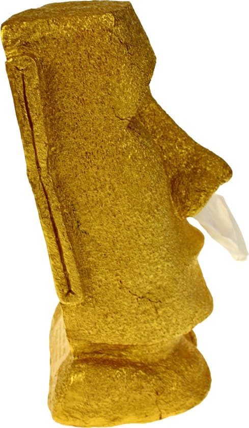Rotary Hero Moai Tissueboks Holder, Guld Polyresin Påskeø Hoved Tissue Dispenser til Badeværelse Køkken Soveværelse, Rektangulær, 18x19x31,5 cm