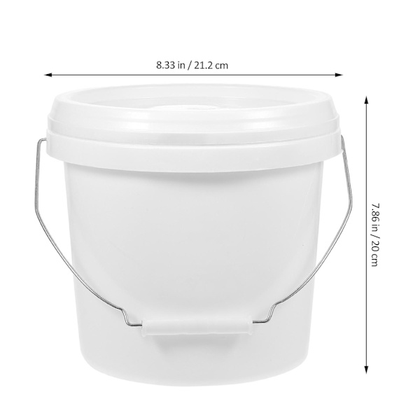 2 st Runda Hinkar Multifunktionell Hink 4 Liter Hink Med Lock Pigment Hink Vit 21.2X20cm White 21.2X20cm