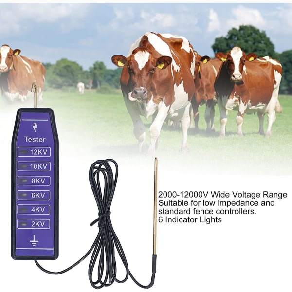 Elektrisk stängseltestare, indikatorlampor Bärbar vattentät spänningsmätare för husdjursträdgård (1st, lila)