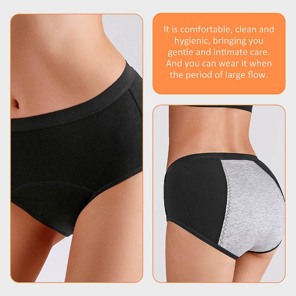 3-pack Bomullsunderkläder för Kvinnor, Andningsbara Sanitära Underkläder, Bekväma Menstruationsunderkläder för Flickor, Blandade Färger Assorted Color L