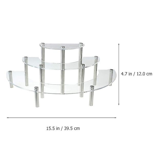 Bröllopstårtsställ, Våningscupcake-ställ, Godis- och Presentutställningsställ, Cupcake-serveringsfat, Tårthållare, Transparent, 39,5 x 15,75 x 12 cm Transparent 39.5X15.75X12CM
