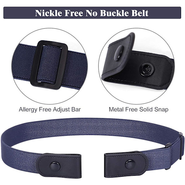 3-pakke / 4-pakke Usynlig Stretch-belte uten spenne Elastisk belte uten spenne for kvinner og mennB B