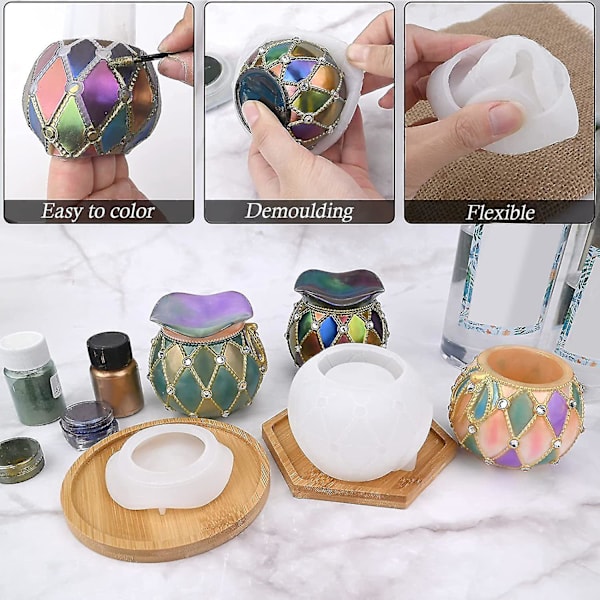 Harpikskrukkeform, Velsignelseskrukke Silikonform Med Låg, Epoxy Harpiksstøbeform, 300 Rhinestones D