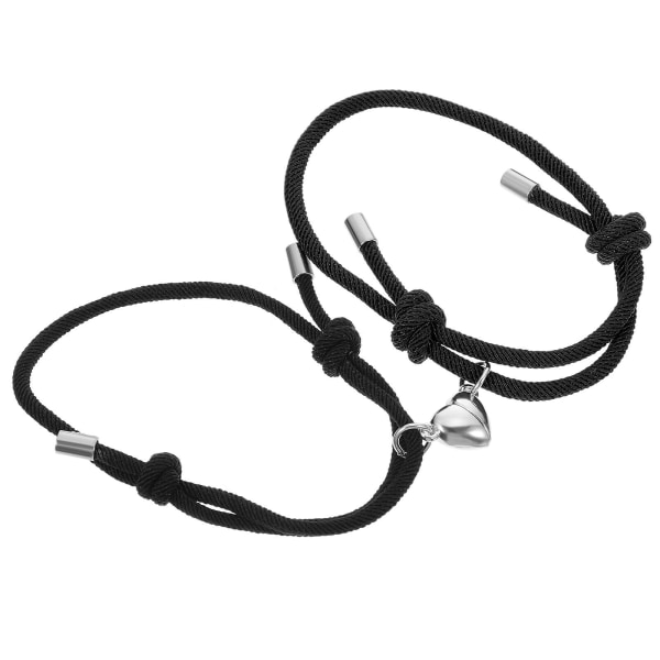 Rødt snor armbånd par matchende armbånd rød snor armbånd strand armbånd bølge snor armbånd H Black 26x0.3cm