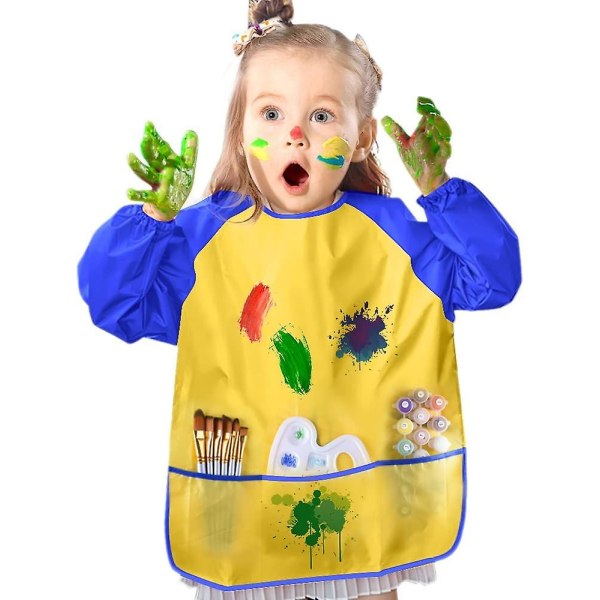 2 stk Vandtæt legeforklæde til børn til småbørn - maling, foderkjole - alder 2-4 år (maling og børster medfølger ikke)