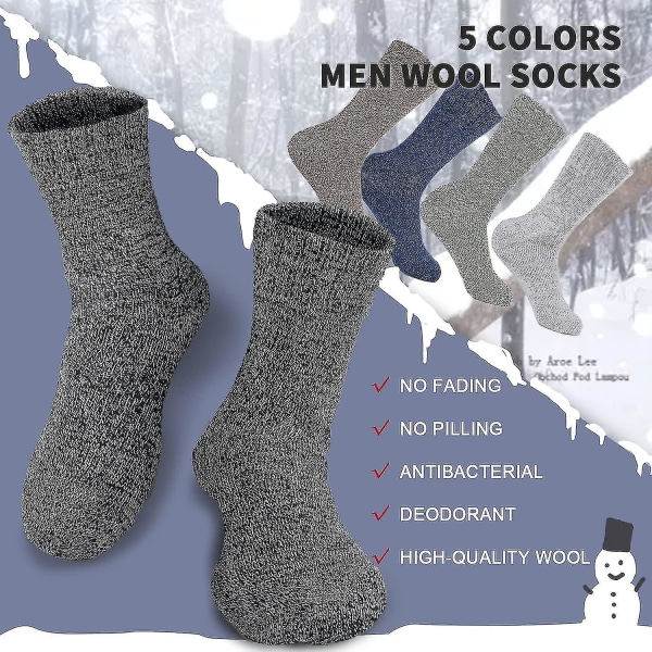 5 Paria Plus Velvet paksut yksiväriset miesten villasukat, paksut lämpimät talvisukat, vaellussukat Pehmeät casual sukat miehille