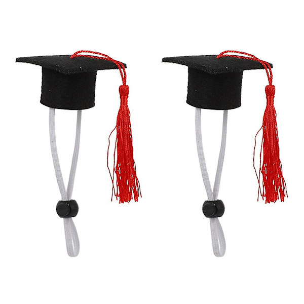 2 stk Miniatyrgaver Gradhette Kjæledyr Katt Graduation Hat Graduation Caps Gowns Hunder Hund CapsRød 5,5X3,5C Red 5.5X3.5CM