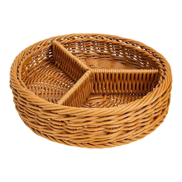 Imitation Rattan -välipalalevy Jälkiruokakulho Näyttötarjotin Kotitalous Hedelmämakeiskontti Ruskea 25x25cm Brown 25x25cm