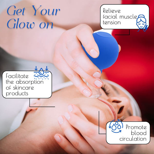 4 stk Glass Facial Cupping Set | Silikon Vakuumsug | Cupping Massasje Terapi | For Øyne, Ansikt og Kropp